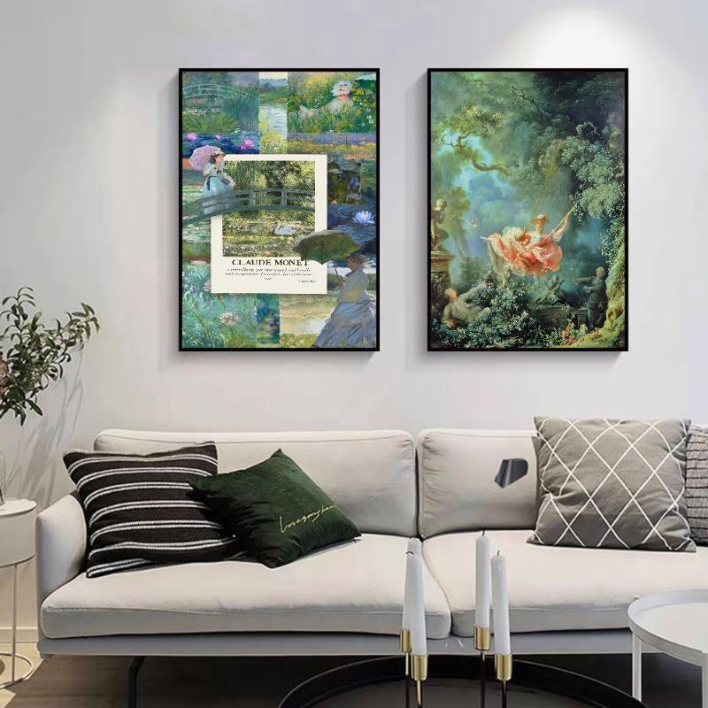 Famous Claude Monet DIY Sticky Poster Vintage Room Bar Cafe Decor Home Decor