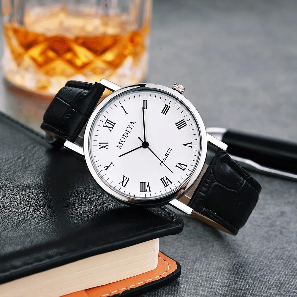 Luxury Leather Strap Analog Watches Men Business Wrist Watch Ultra Thin Quartz Wristwatch Clock Men Women Casual Simple Watch