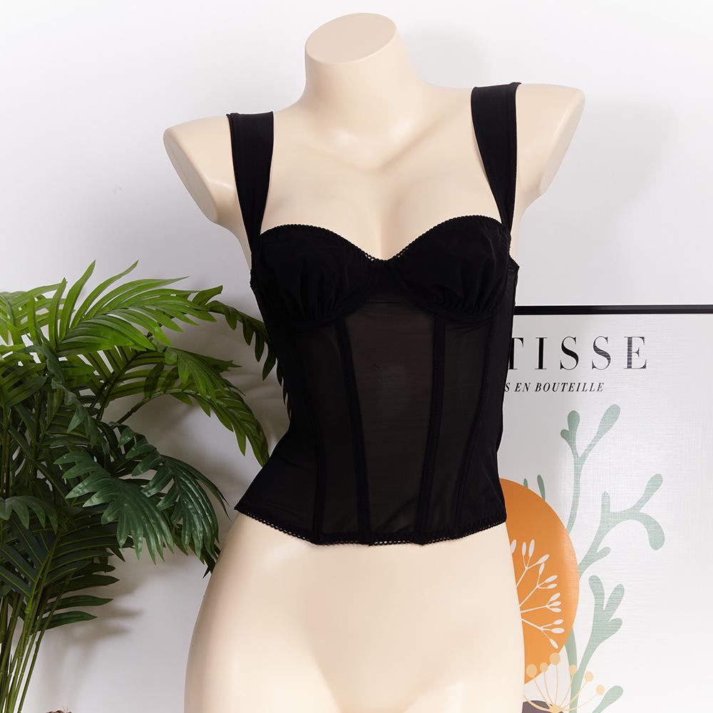 Women's Sexy Fishbone Bustier Camisole - Slimming Waist Zipper Bandeau Top