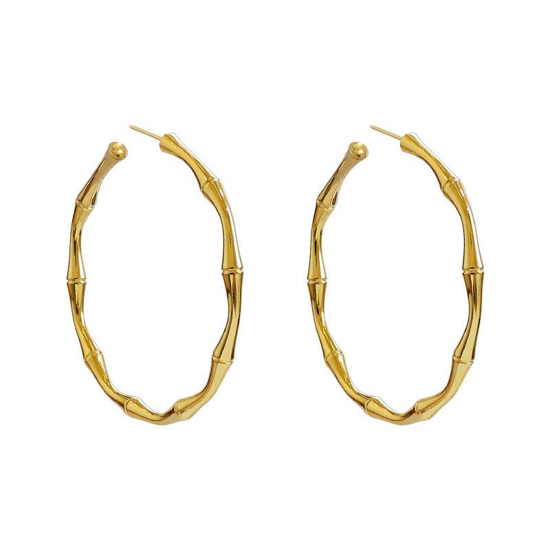 Meier Bamboo large earrings for women, cool stylestylish large earrings, metal earrings золотой