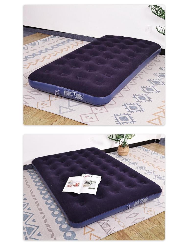 Thick Outdoor Inflatable Bed - Single/Double Flocked Camping Air Mattress