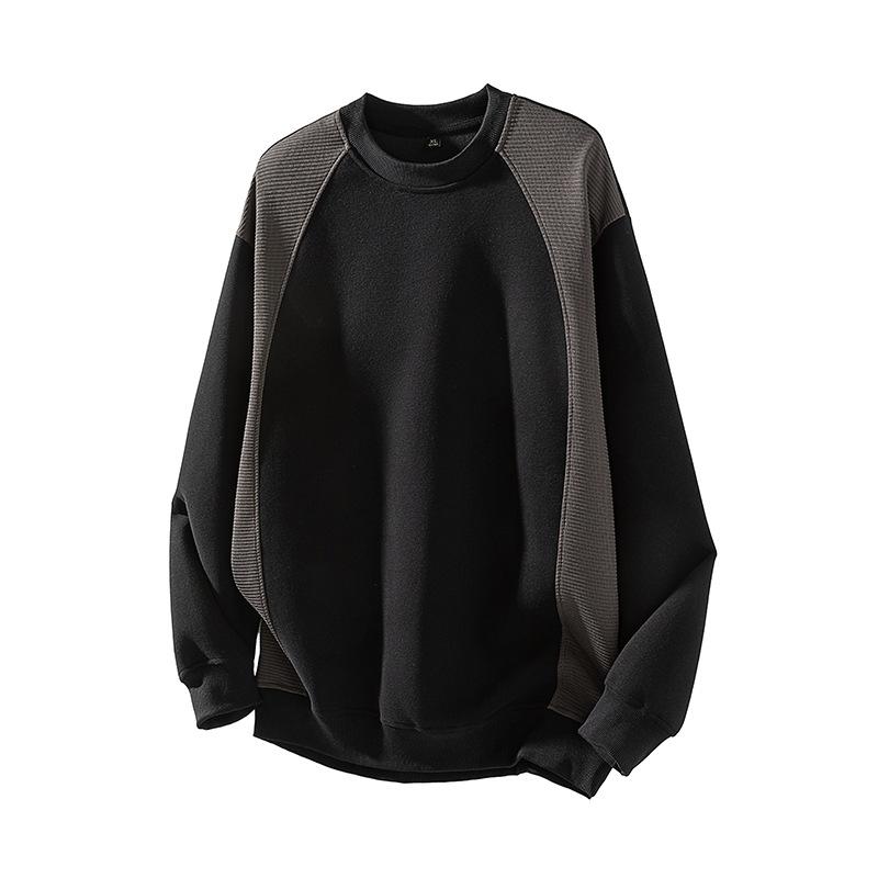 New Jacquard Long-sleeved Sweatshirt for Men Rabosleeved Versatile Large-size Top