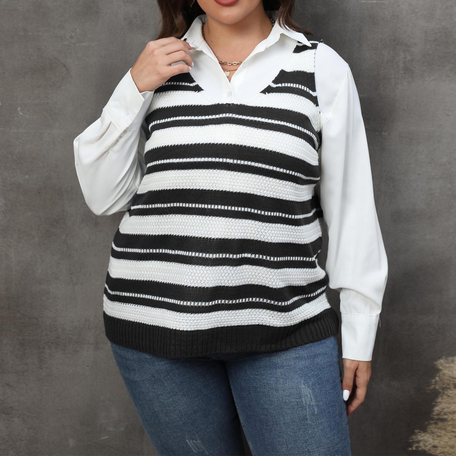 

Жилет женский в полоску с цветными блоками и лоскутным узором, повседневный, трикотажный, с застежкой-молнией XXXL чёрный