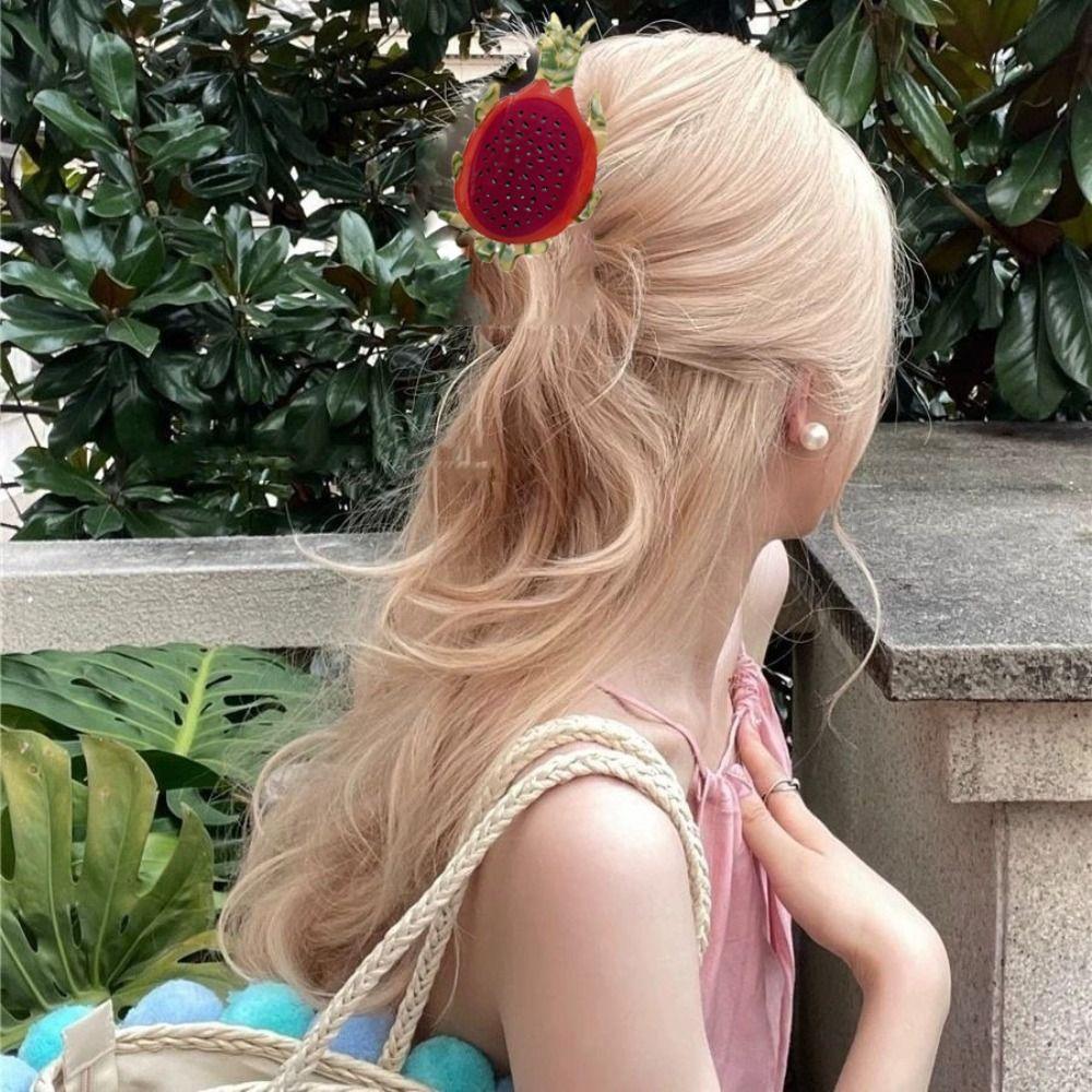 Pitaya Cartoon Hair Claw Strawberry Acetic Acid Shark Clip Cute Fruit Hair Grab Streetwear
