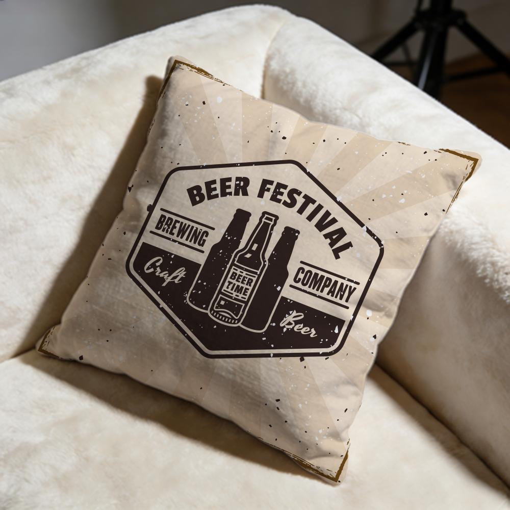 Beer Wine Retro Style Cushion Cover Soft Decorative Pillow Case Suitable For Bedroom Sofa Car Travel Use