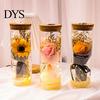 Eternal Rose With Warm Light Illumination Preserved Flower Glass Wishing Bottle Soap with LED Romantic Gift for Lover Friends
