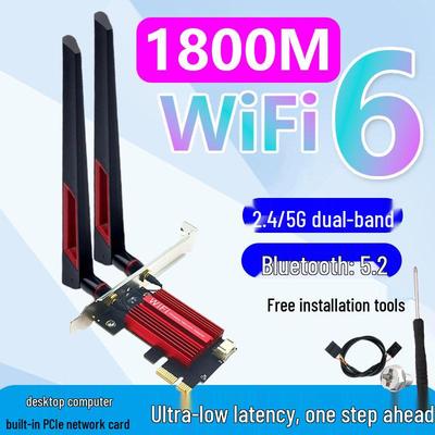 AX1800 WiFi 6 Dual-Band Gigabit PCIe Drahtlose Netzwerkkarte mit Bluetooth 5.2 (RTL8852)