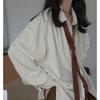 Spring Minimalist Long Sleeve Button Up Shirt Women Korean Style Solid Tie Oversize Shirts Blouse Loose Clothes Tops