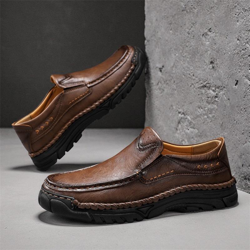 

Men s Handcrafted Loafers All-Season Low-Top Casual Shoes Men s Comfortable Casual Oversized Footwear 2026 New 38 хаки