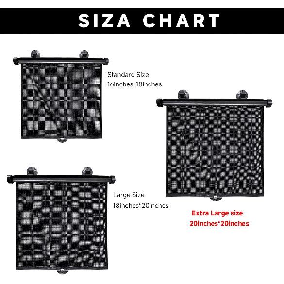 2 Pack Window Sun Shades Retractable Car Curta Window Covers Protect Baby Kids Sun Shade For Car Window UV And Sun Glare Protection Accessories 20" X