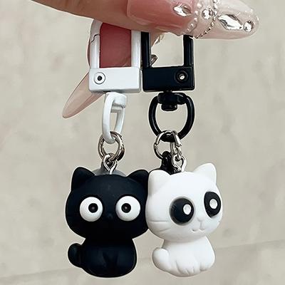 1/2pcs Cute Black and White Cat PVC Keychain Cartoon Cat Pendant for Backpacks Bags Wallets Women's Cat Enthusiast Accessory