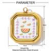 1 Stück 304 Edelstahl Charms 18K Vergoldet Mehrfarbig Bedruckt Quadratisch Vogel Mond Schmetterling Anhänger Für DIY Halskettenherstellung