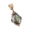 Natural Labradorite Gemstone 925 Solid Sterling Silver TwoTone Pendant 1.5" F7w17