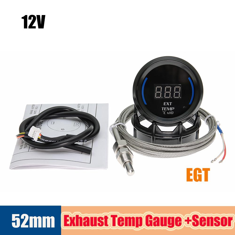 52mm Car Digital Voltmeters Water/Oil Temp Gauge Turbo Boost Gauge Exhaust Gas Temp EGT Meter Tachometer RPM for 4/6/8 Cylinder