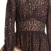 Michael Kors Solid Animal Print Waist-Defining Long Sleeve Dress Women dresses Black MF281983TQ-001