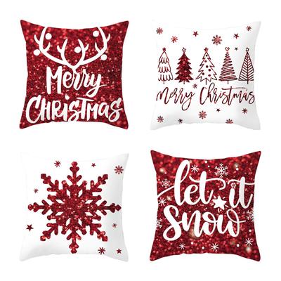 Christmas Pillowcase Snowflake Letter Light Luxury Home Sofa Festive Pillowcase Decoration