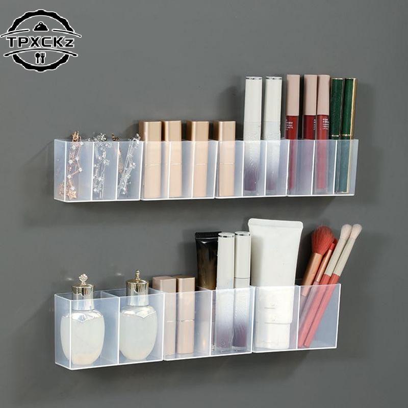 Mini-Aufbewahrungsbox 4 Stück 3 Fächer Kunststoff Make-up-Pinsel Lippenstift-Aufbewahrung Multifunktionaler Schreibtisch-Organizer Für Zuhause Küche Badezimmer