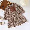 Autumn Girls Floral Dress Ethnic Patchwork Mori Girl Long Sleeve Cotton Dress For Kids Casual Party Wear