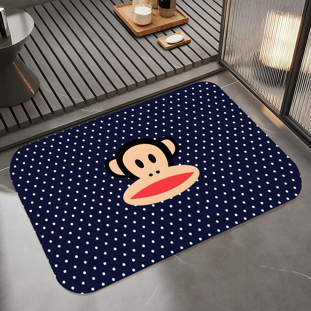 Cartoon-P-Paul Frank Floor Mat Diatomite Bath Mat, Quick Dry Absorbent Non-Slip Door Mat