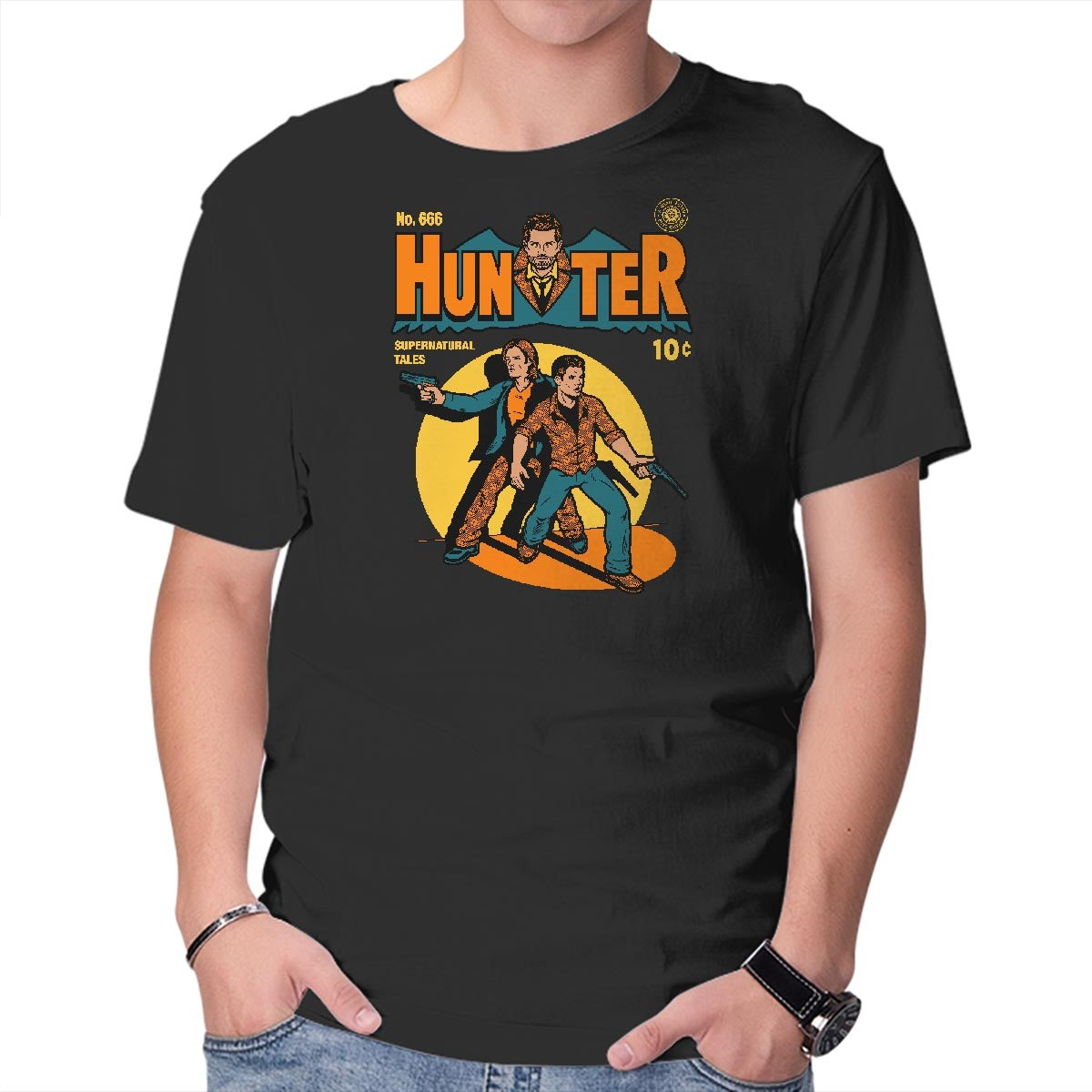 Unisex Crew Neck T-Shirt Hunter Comic Graphic Short Sleeve Casual Tee S