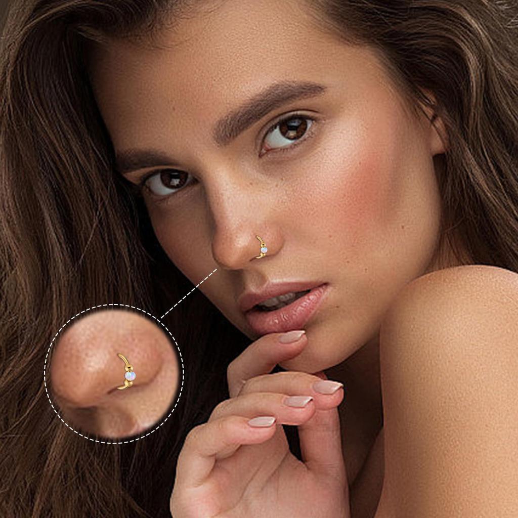 Stiloso Piercing Naso da Donna Occhio di Gatto con Pietra - Gioiello di Moda Semplice e Versatile