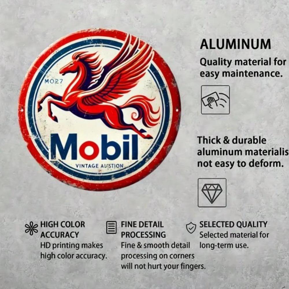Vintage Mobil Pegasus Metal Tin Sign Retro Wall Decor 8x8 Inch