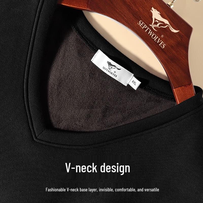 Septwolves Men's Double Warm Fleece V-Neck Thermal Top