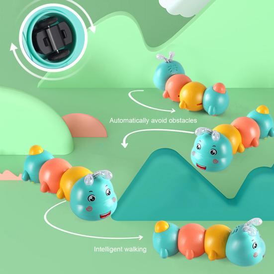 Electric Magnetic Caterpillar Toy with LED Light Music Toddlers Walking Caterpillar Toy Boys Girls Tummy Time Caterpillar Crawling Musical Toy