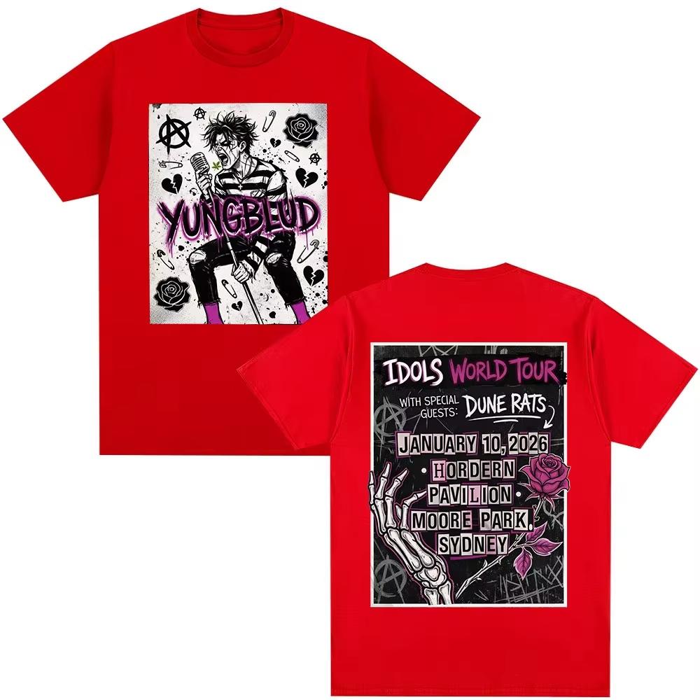 Singer Yungblud IDOLS World Tour Mens Fashion HipHop TShirt Comfortable and Breathable 2026 pure Cotton Casual TShirt