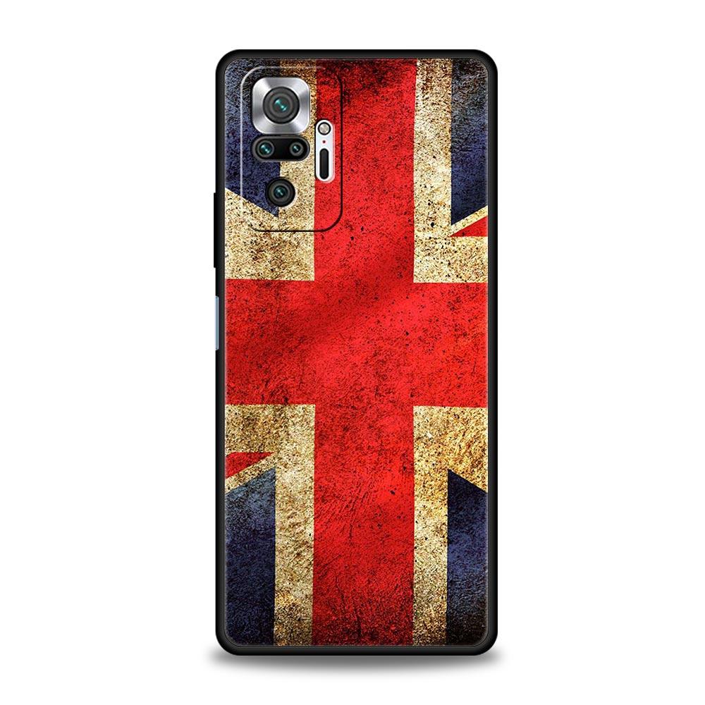 England UK Flags Phone Case For Xiaomi Redmi Note 14 13 5G 10 11 12 Pro Plus 4G 14C 13C 12C 10C Black Cover