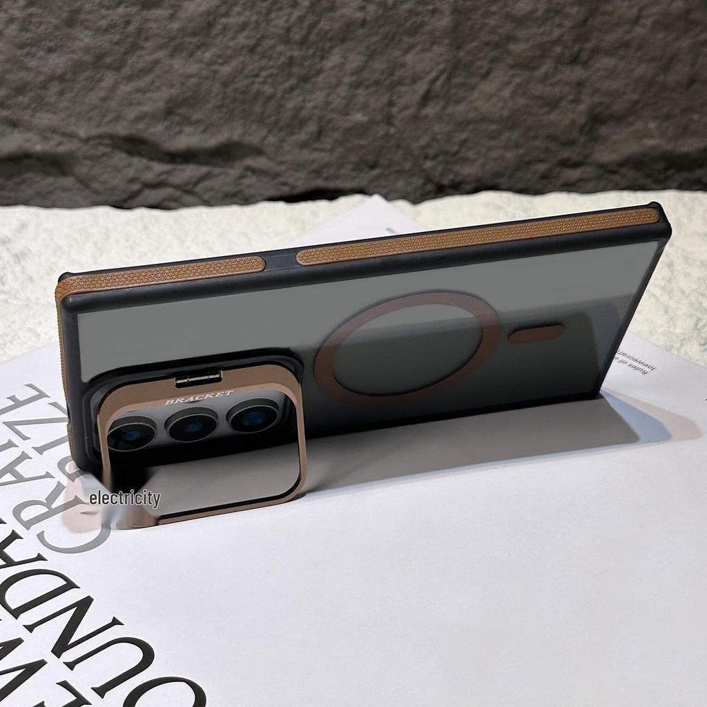 Magnetický kryt Samsung S26Ultra: Kreativní stojánek na objektiv, dvoubarevná ochrana proti pádu pro S24/S25+, pro přeshraniční použití