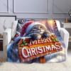 Kitten Wearing Santa Hat At Christmas Print Blanket Warm Soft Luxury Gifts for Children Adults Suitable for Home Bed Sofa Travel