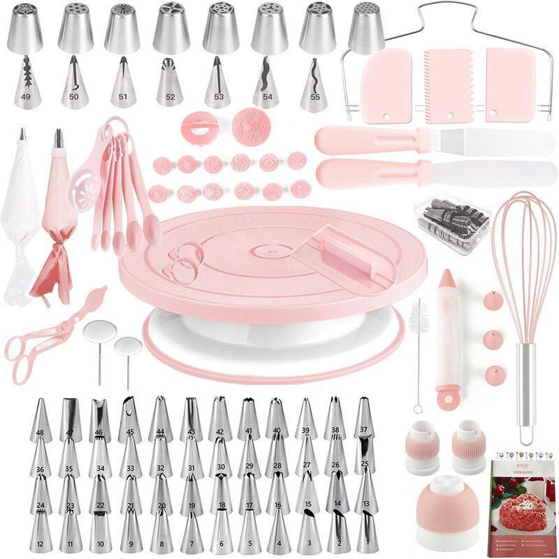 

Набор для украшения торта: Поворотный стол, насадки и инструменты для выпечки для начинающих, 137 предметов