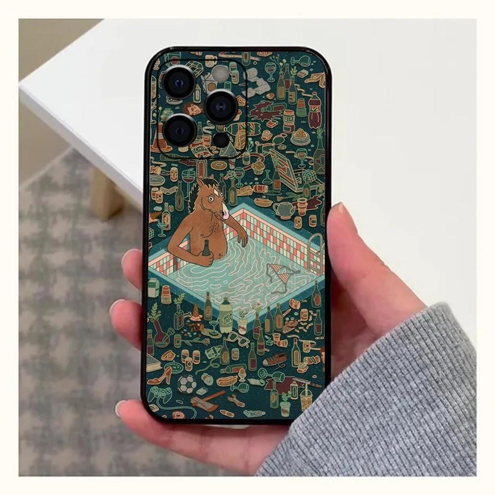 B-Bojack Cartoon H-Horseman Funny Phone Case For Apple iPhone 15,14,13,12,11,Pro,X,XS,Max,XR,Plus,Mini Soft Black Cover