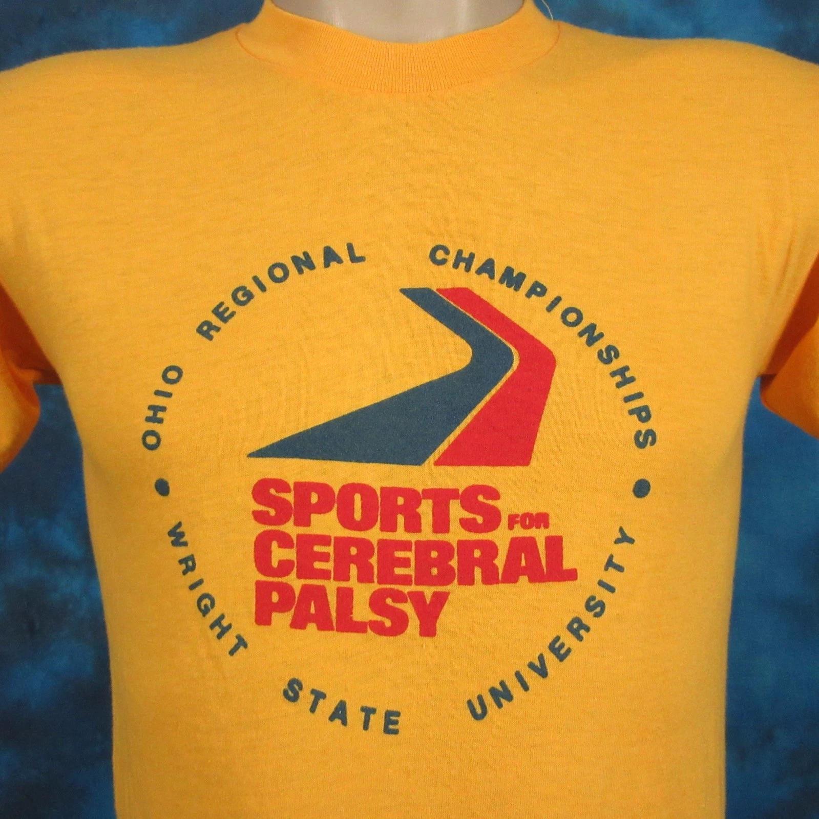 

vtg 80s WRIGHT STATE UNIVERSITY CEREBRAL PALSY SPORTS T-Shirt XS single stitch XL