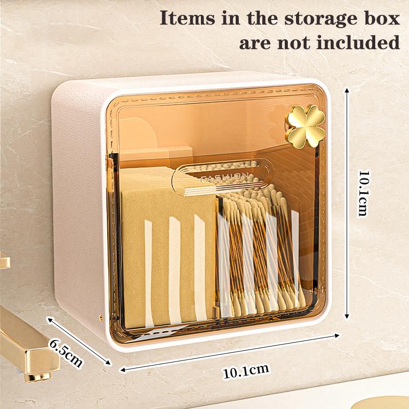 Bathroom Mirror Cabinet Storage Box Cosmetic Cotton Wall-Mounted Transparent Cotton Swab Box Lipstick Rack