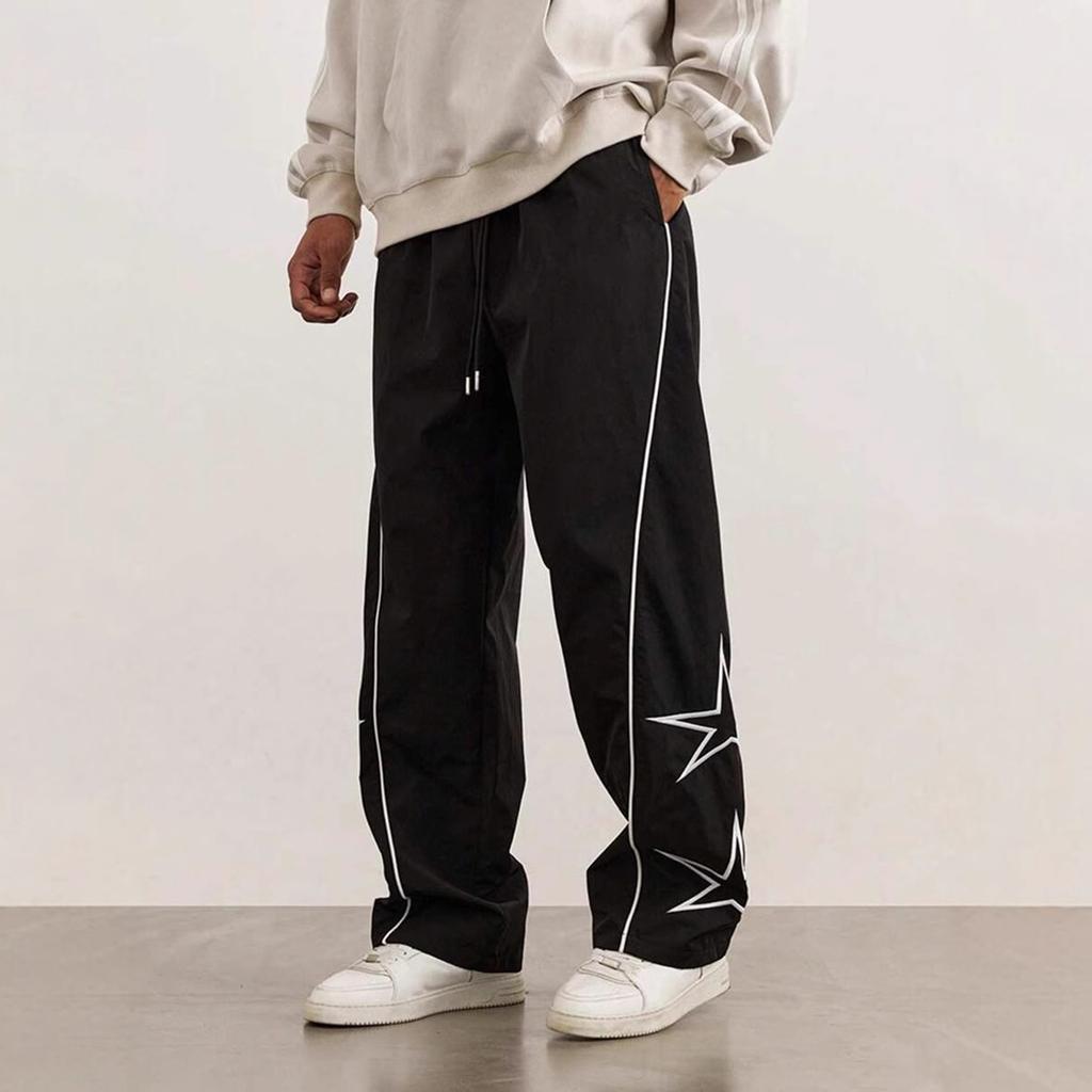 Men's Retro Streetwear Embroidered Casual Pants for Spring and Fall