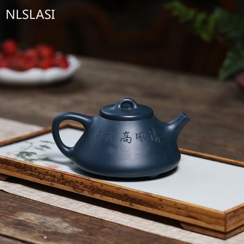 Authentic Yixing Tea Pots Purple Clay Filter Teapot Raw Ore Azure Mud Stone Scoop Kettle Handmade Tea Ceremony Supplies 200ml