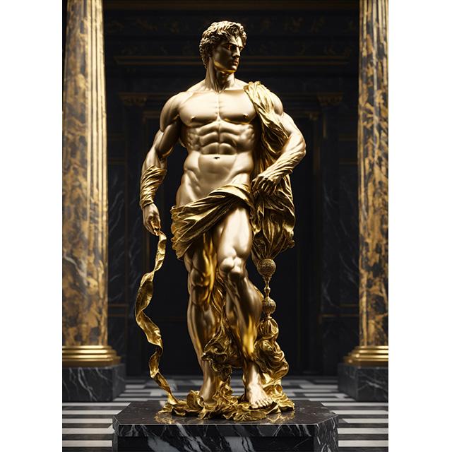 Stone Gold Statue Muscular Greek God Statue Prints Poster Canvas Painting Modern Wall Art Picture Living Room Bedroom Home Decor