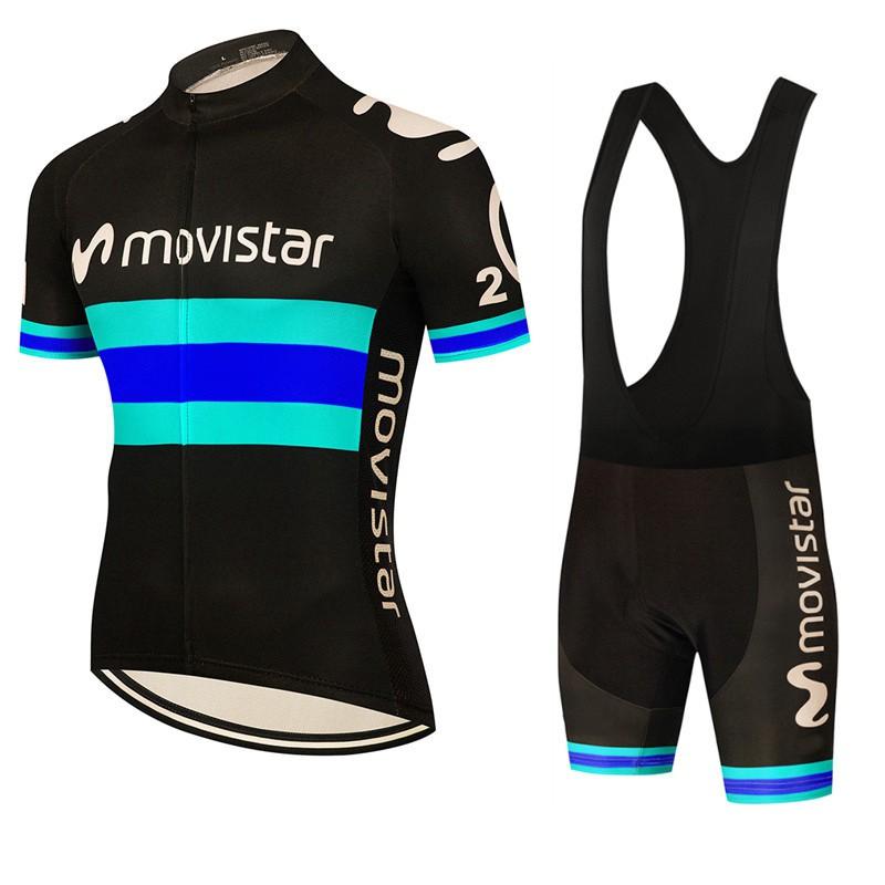 Herren Fahrradtrikot Trägerhosen Set 2026 Movistar Team Atmungsaktives Fahrset Rennrad