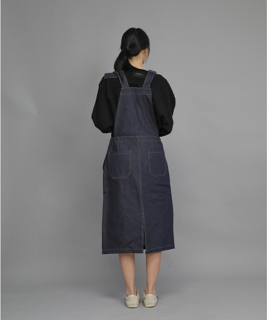 Seinteukeulu Wrinkle Band Overalls Skirt Swb-612 Denim Indigo