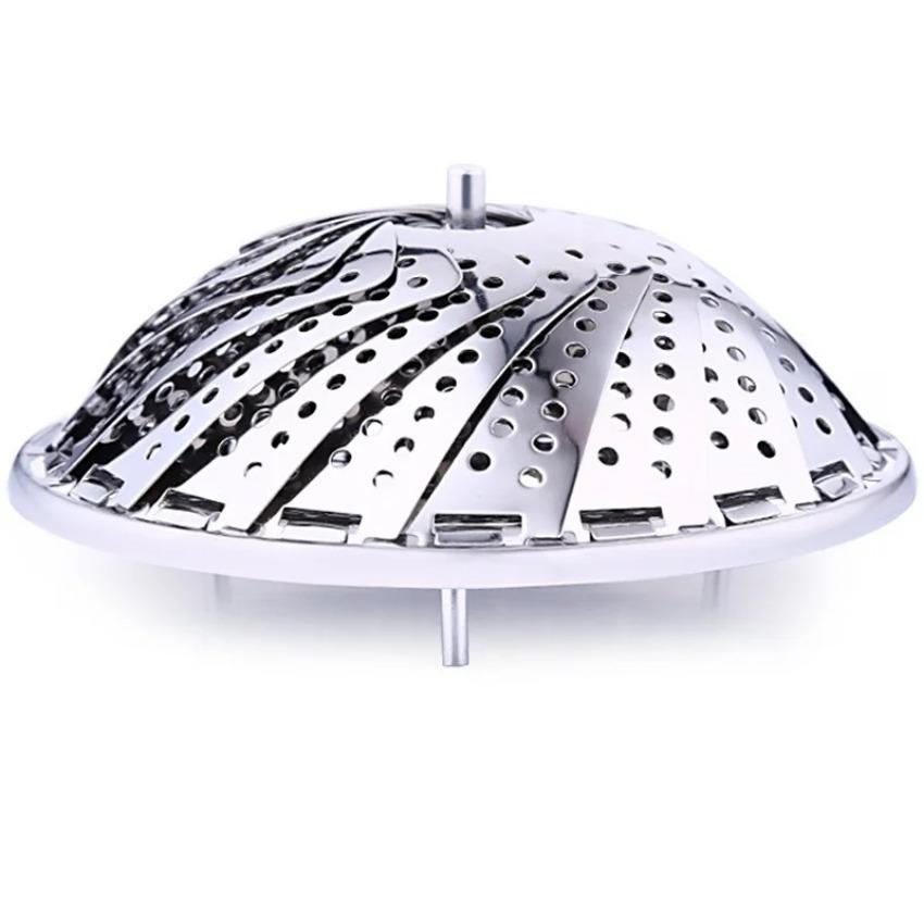 1 Pcs Kitchen Stainless Steel Steamer Foldable Telescopic Bun Fruit Basket Vegetable Pot Holder Food Steamer Home Supplies