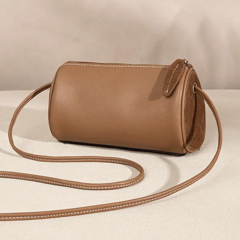 New Niche High-End Simple and Stylish Single-Shoulder Crossbody Matte Pu Pen Holder Retro Cylindrical Women's Small Bag