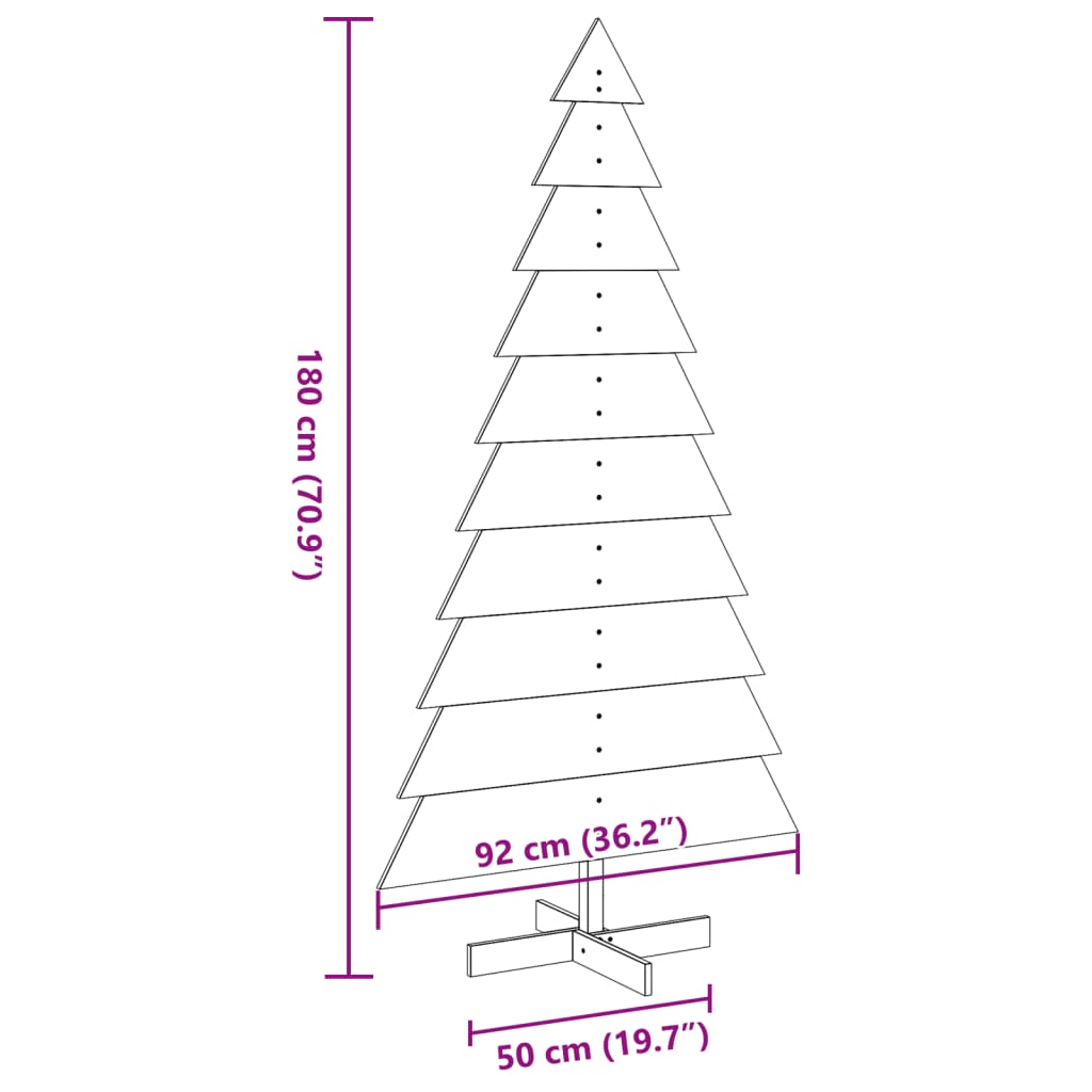 Wooden Christmas Tree for Decorating 180 Cm Solid Pine Wood