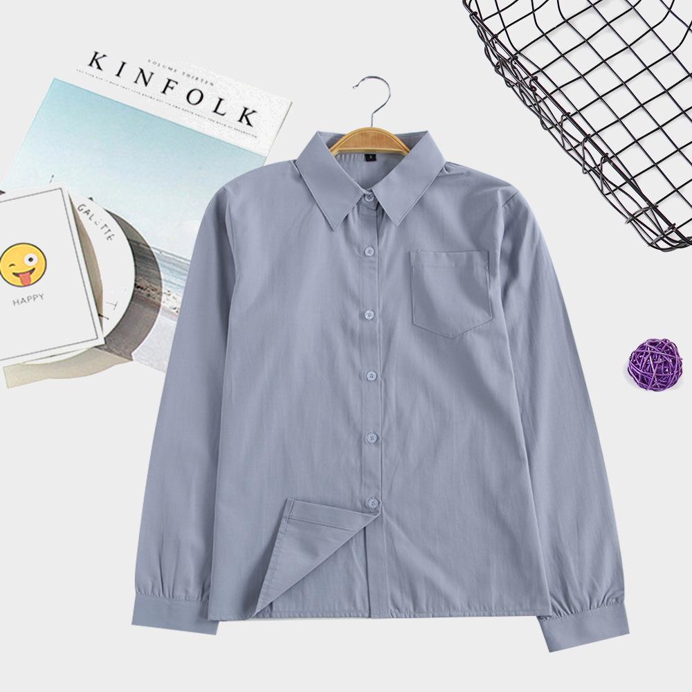 

Японская школьная форма JK, белая рубашка с длинным рукавом, с острым и квадратным воротником, непрозрачная M