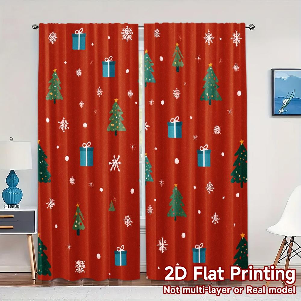 

Set Of 2 Flat Printing Jit Curtains Without Rod Festive Pup Magic Chic Fashionable Fabric Curtain Polyester Machine Washable W100*H70(CM)-Rod Pocket&1PCS