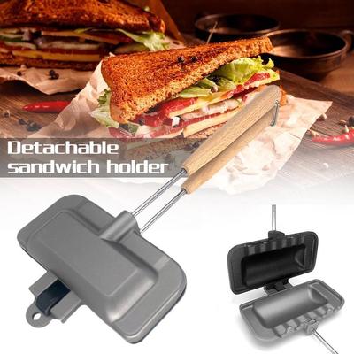 Easily Demoulding Sandwich Mold Non-Stick Sandwich Maker  Breakfast Pot  Foldable Grill Double-Sided Frying Pan Baking Tool