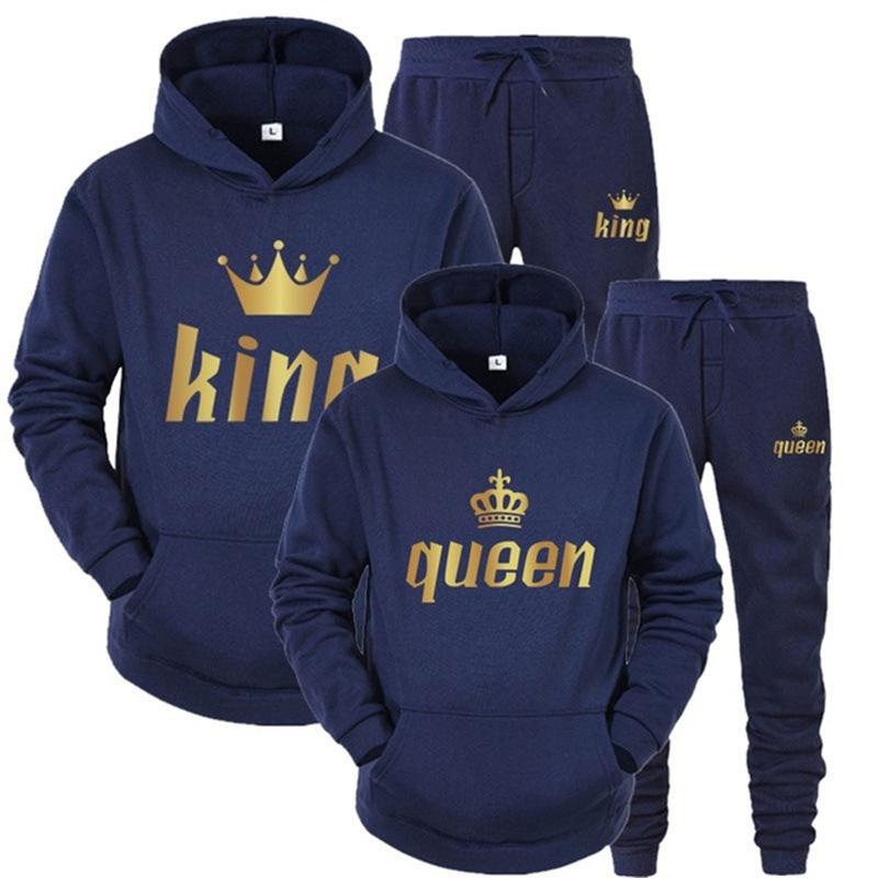 European & American Autumn Trendy Unisex Hooded Sweatshirt & Jogger Set - Casual Two-Piece Sportswear for Couples
