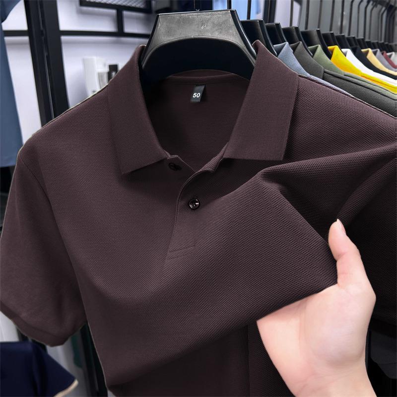Men's Mercerized Cotton Polo Shirt - Short Sleeve, Solid Color, Customizable Logo