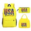 Modisches Fußballliebhaber 3-teiliges Set Vintage England USA Buchstaben Druck Lunchtaschen Rucksack 3-teilige Sets Jungen Mädchen Lässiger Rucksack Geschenke